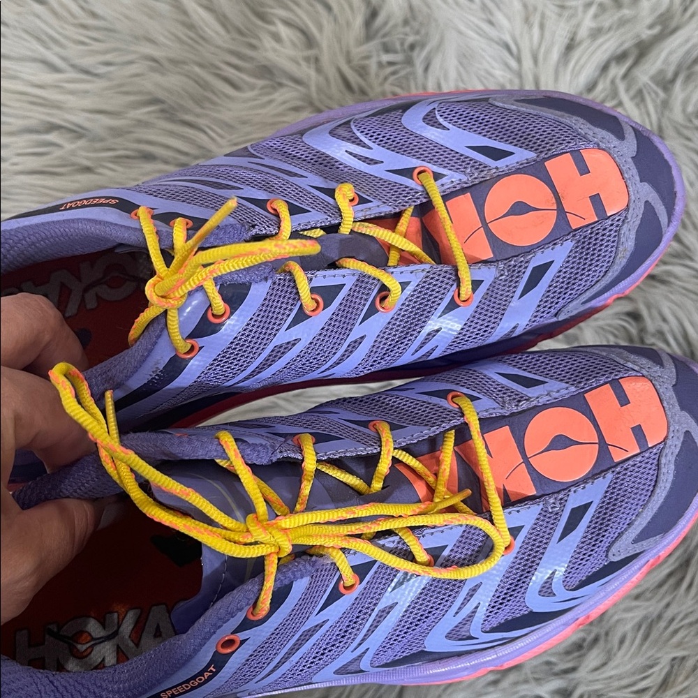 Hoka Purple Coral Yellow Speedgoat Women's Trail Shoes
(9.5) - Picture 4 of 15